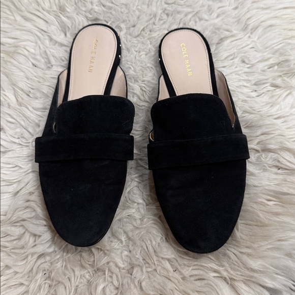 Cole Haan Deacon Black Suede Studded Loafer Mule Women’s Size 7.5 B - Picture 2 of 10
